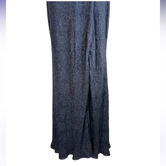 NWT Dessy Collection 8 Vivian Diamond Metallic Textured Evening Women Blue Dress - Picture 5 of 9